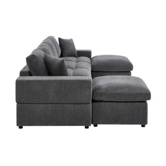 Corduroy Upholstered Symmetrical Modular Sectional