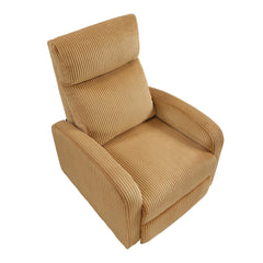 Modern Push Back Recliner Chair Yellow Soft Corduroy Upholstery Comfort Solid Wood Living Room Furniture 1pc