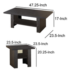 Hercules rich black 3 piece occasional table set