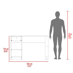 120-Home  47" Wide One Drawer Desk , Four Shelves, Writting Desk, Gamer Desk, Home Office, Living Room White