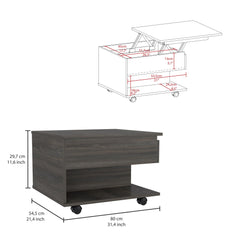 Utopia Lift Top Coffee Table, Casters, One Shelf -Espresso
