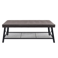 Tufted Faux Leather Like Upholstered Coffee Table