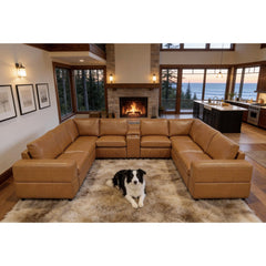 Large Arm Leather Match Upholstery Modular Sectional
