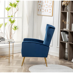 Velvet Accent Chair with Metal Legs, Modern Upholstered Armchair, Wingback Side Chair for Living Room Bedroom Small Spaces