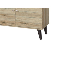 Tale TV Stand for TVs up to 63", with 2 Storage Shelves& 1 Cabinet, Modern Entertainment Centre for TV in Living Room in Oak