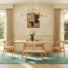 Prometheus 47-78.5" Solid Oak Wood 4-6 Seat Extendable Leaf Dining Table, Natural Brown Red Oak