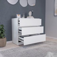 Aria Three Drawer Dresser, Pull Out Mechanism-White