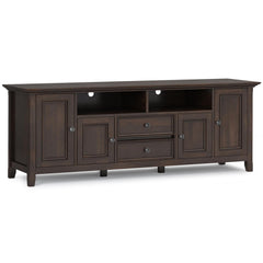 Atlas 72 inch Wide Solid Wood TV Stand in Brunette Brown For TVs up to 80 inches