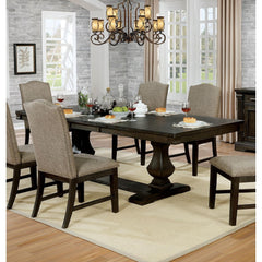 Dining Room 1pc Dining Table Dual Pedestal Trestle Base Espresso Molded Details Transitional Style