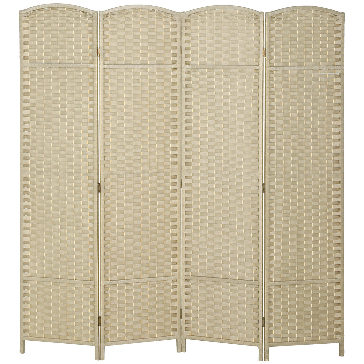 Folding Room Divider Screen 4 Panel 5.6 ' Tall Privacy Screen Freestanding Room Partition for Home Office, Beige
