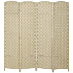 Folding Room Divider Screen 4 Panel 5.6 ' Tall Privacy Screen Freestanding Room Partition for Home Office, Beige