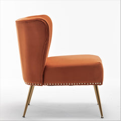 Archive Cloth Accent Chair, Armless Slipper Chair with Metal Legs, Modern Upholstered Side Chair for Living Room Bedroom Small Spaces