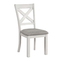 Modern Simple Rustic White Oak 2pc Side Chairs Dining Room Furniture Cross Back Cushion Seat Chair