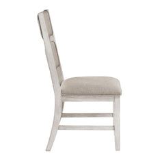 Modern Farmhouse Dining Side Chairs Set of 2 Antique White Finish Upholstered Seat Back Wooden Furniture