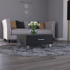Odyssey Coffee Table, One Drawer, Four Legs -Black
