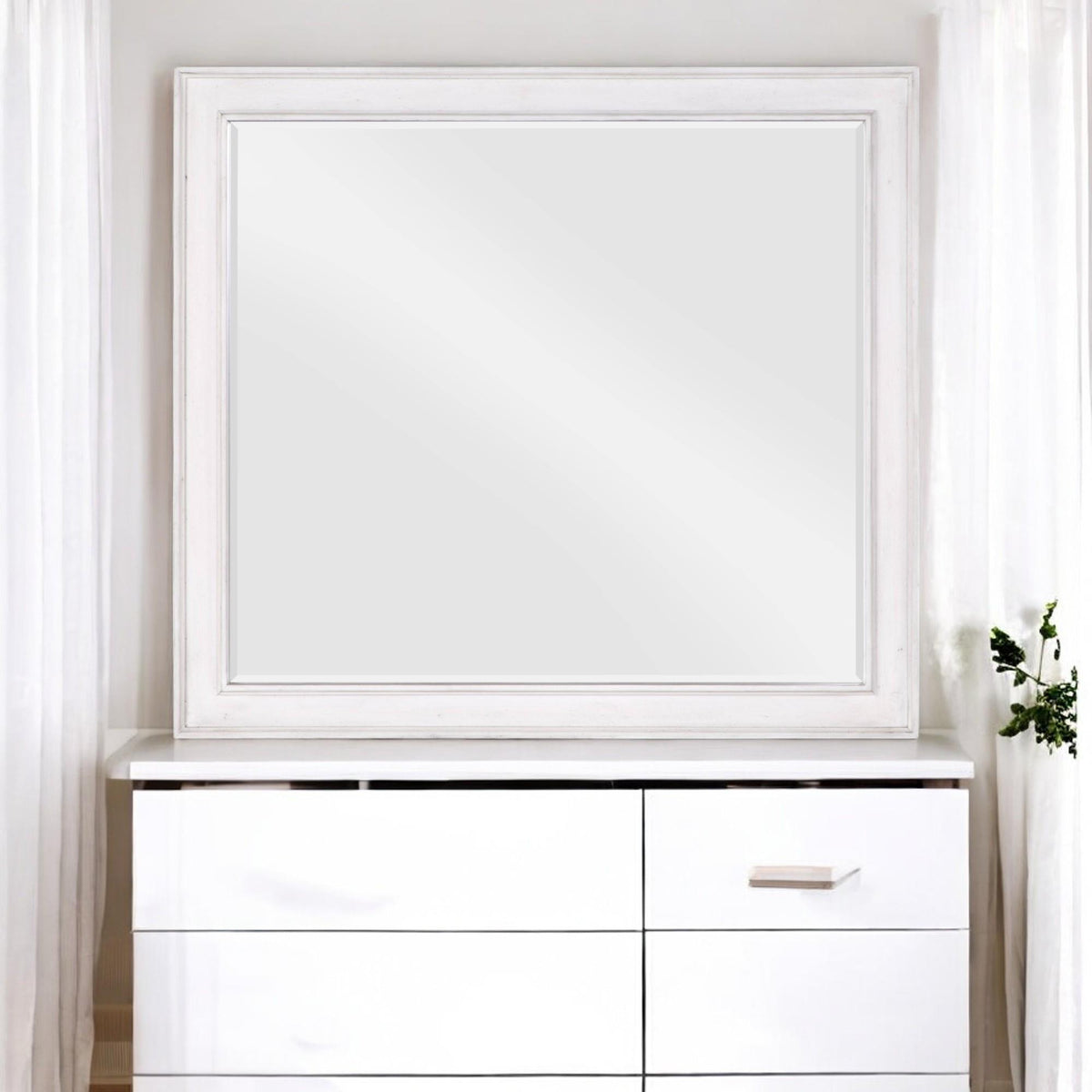 Sanctuary Weathered White Finish Mirror
