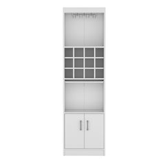 Infinity 71-Inch Tall Bar Cabinet 5-Tier Modern Bar Cabinet with Glass Holder Stemware Rack, Wine Cabinet, Liquor Cabinet, 12 Bottle Cubbies, 5 Shelves, and Pull Out Tray