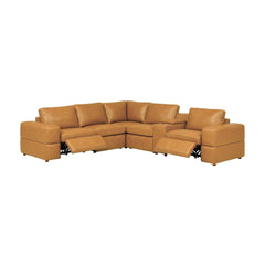 Premium Leather Match Upholstered Large Arms Sectional with Two Recliner Seats