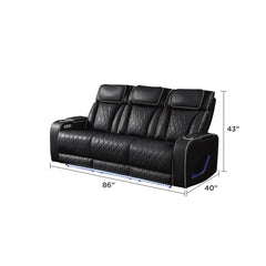 Hephaestus Modern Style Upholstery Recliner 3PC Livingroom Set Made with Wood & Massage Function Included-Black