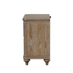 Agamemnon Contemporary 1pc Nightstand Rustic Oak Veneer Solid wood Bedside Table w USB-A And USB-C