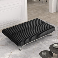 Clytemnestra Sofa Bed Contemporary Style Chrome Finish Metal Base Legs Converted Into Legs With Hidden supported Legs Black Finish
