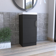 Polyxena Bathroom Vanity with Sink, Single Door Cabinet, Black
