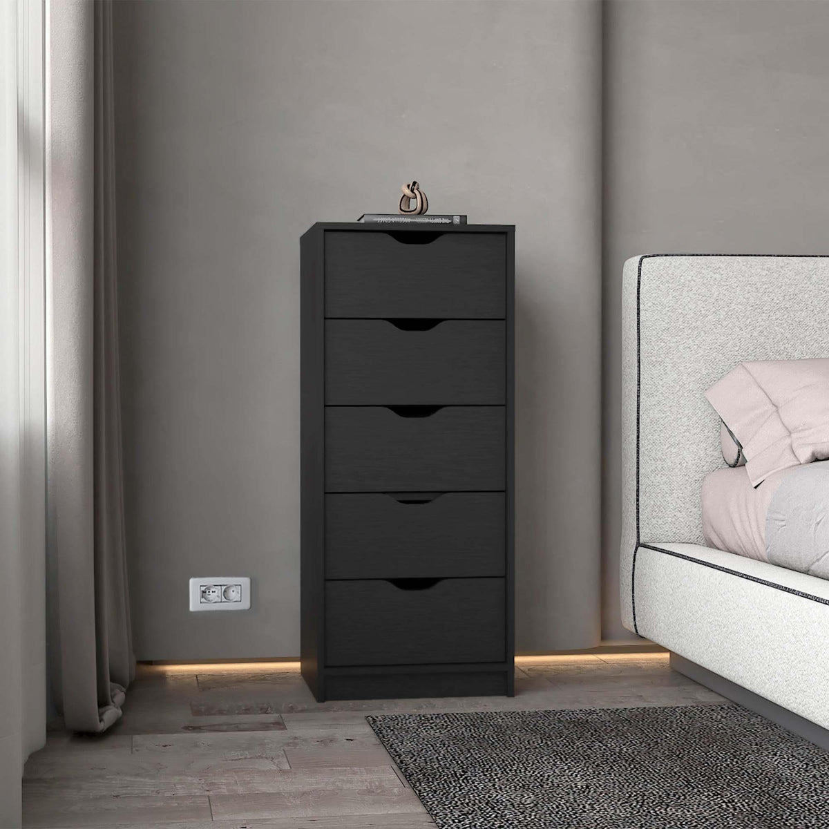 Wenge 5 Narrow Drawer Dresser
