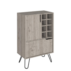 EDEN Bar Cabinet Silhill, Eight Wine Cubbies, Two Cabinets With Single Door, Light Gray Finish