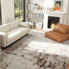 Machine Washable Area Rug 8x10, Non-Slip Modern Abstract Floor Carpet for Living Room, Bedroom, Dining Room, Mixed-Brown
