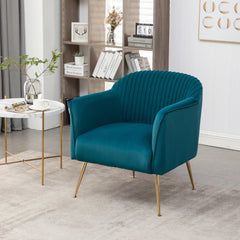 Modern Velvet Accent Chair with Metal Legs, Wood Frame Slipper Armchair, Trendy Leisure Side Chair for Living Room Bedroom Entryway