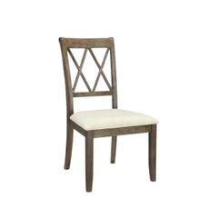 Hades Beige Linen & Salvage Brown Finish Side Chair (Set of 2)
