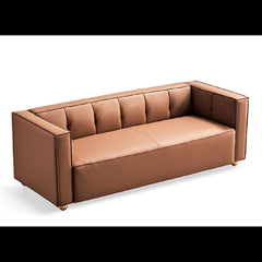 Polyester Sofa with Tufted Low Back Design, Elegant 3 Seater Couch for Coastal and Modern Farmhouse Living Rooms, 87 Inch Wide, Easy Assembly