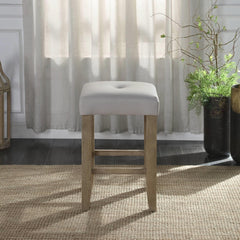 Mars Gray Synthetic Leather & Oak Finish Counter Height Stool (Set of 2)