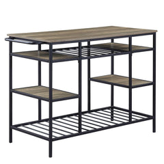 Odysseus Rustic Oak & Black Finish Kitchen Island