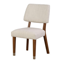 Mid-Century Modern Style 2pc Side Chair Gold Capped Legs soft Round Edges Walnut Finish Dining Room