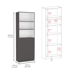 Haven 3 Piece Home Bookcase set, 74" Wide with 11 Shelves and 2-door Cabinet , Living Room Set Matt Gray / White