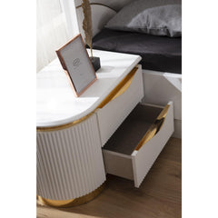Pluto Gold Detailed Left 2-Drawer Nightstand made with Wood in White