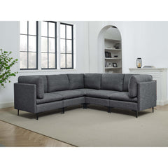 Linen Upholstered Modular Sectional with Metal Legs