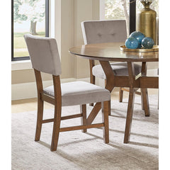 Classic Light Oak Finish Dining Chairs Set of 2 Button-Tufted Gray Upholstery Mid-Century Modern Design Wooden Kitchen Dining Furniture