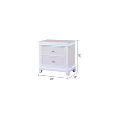 Avalon Modern Style 2-Drawer Nightstand with Mirror-Embellished Front and LED Enhancement in White