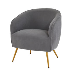 Corduroy Accent Chair with Gold Metal Legs, Modern Upholstered Armchair, Comfy Barrel Chair for Living Room Bedroom