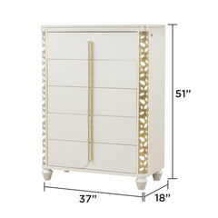 Dionysus Traditional Style Beige Wood Chest with Gold Coated LED Accents