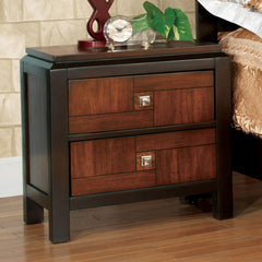 Menelaus Walnut 1pc Nightstand Only Transitional Solid wood 2-Drawers Square Chrome Knobs Multitone Unique Nightstand
