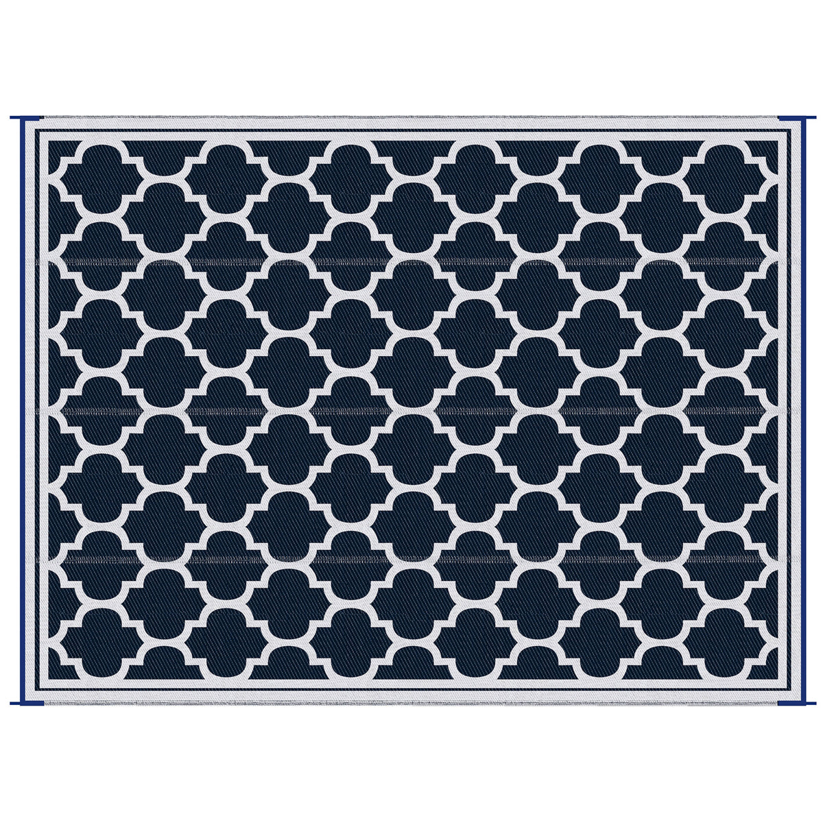 Reversible Outdoor Rug, 9' x 12' Waterproof Plastic Straw Floor Mat, Portable RV Camping Carpet, Large Floor Mat for Backyard, Deck, Picnic, Beach, Blue & White