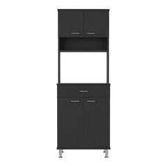 Epimetheus 60 Kitchen Pantry with Countertop, Closed & Open Storage -Black
