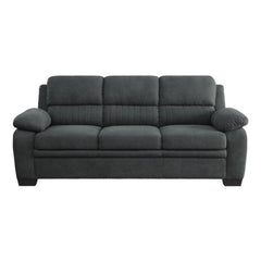 Aeneas 80 Inch Sofa, Dark Gray Polyester, Soft Foam Cushioned, Solid Wood
