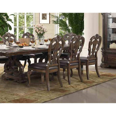 Traditional Style 2pc Side Chair Ornate Corbels Dark Brown Finish Dining Room