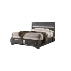 Traditional Style Full 5pc Storage Bedroom Set made with Wood in Gray