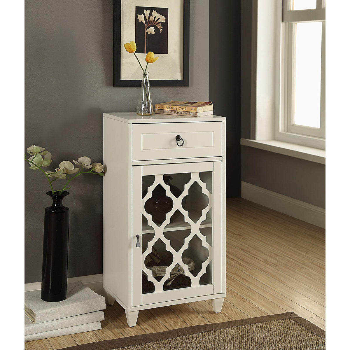 Celestia White Finish Accent Table