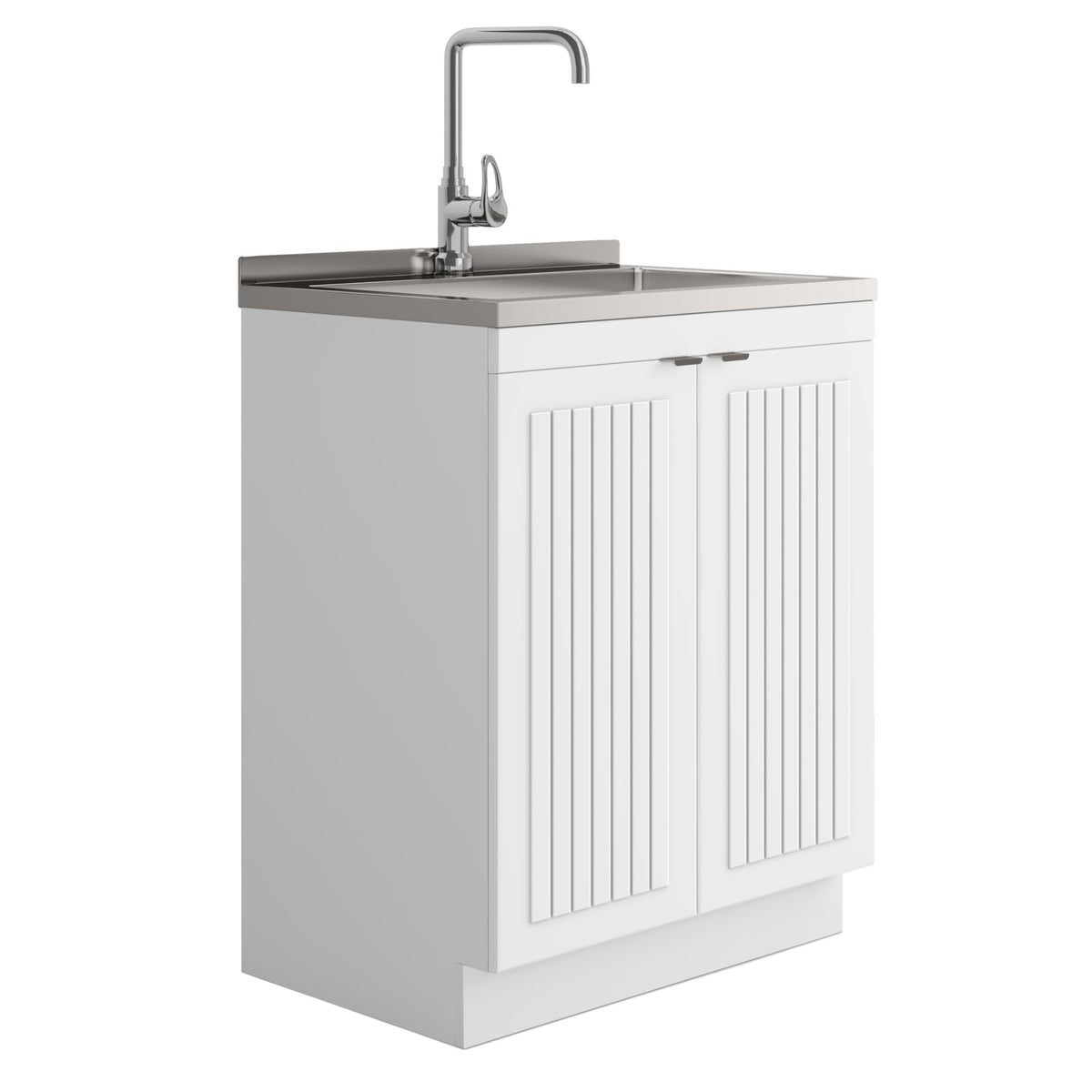 Epic - 28" Laundry Cabinet with Faucet and Stainless Steel Sink - White